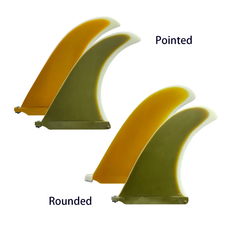 

NEW 9.75 inch longboard tail fin center scale yellow green fiberglass SUP station board surfboard fins