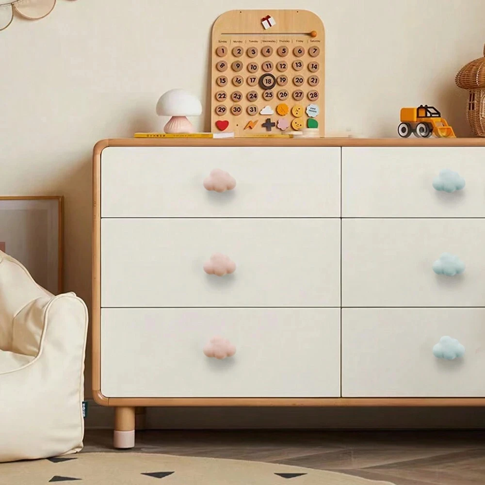 Cute Ceramic Children's Room Cabinet Knobs Stars Clouds Cartoon Drawer Pulls Wardrobe Handles for Kids Bedroom Decoration