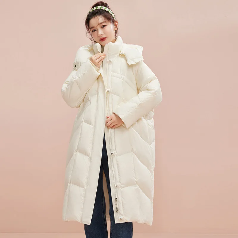 2024 Fall and Winter New Models Women's Parkas Thickened Warm Long Coats Down 90% White Duck Down Hooded Stand Collar Woman Coat