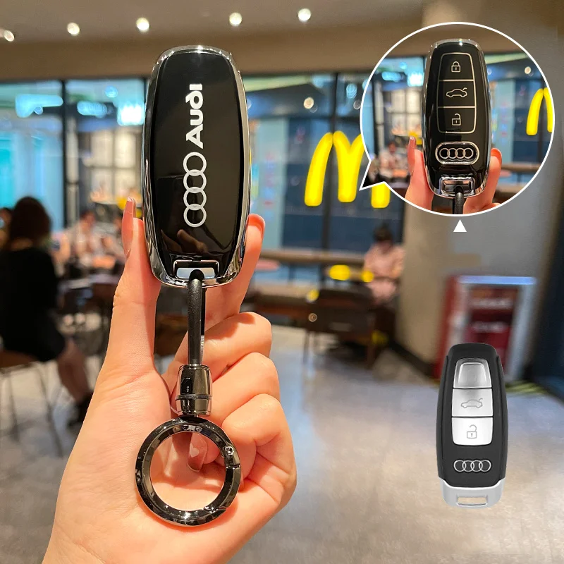 TPU Car Key Case Cover for Audi A3 A4 B9 A6 C8 A7 S7 4K A8 D5 S8 Q7 Q8 SQ8 E-tron 2018 2019 2020 2021 Auto Keychain Accessories