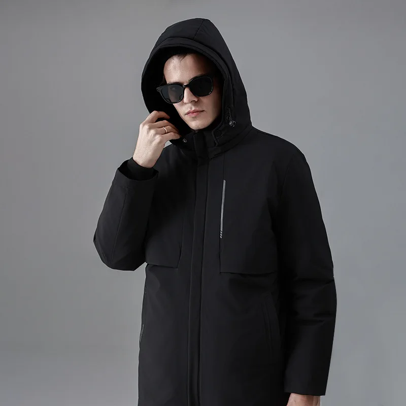 Men's Down Coats and Parkas Mid-length Winter Jackets Padded Puffer Jacket Man Down Jacket Thick Detachable Inner Padding HWY103