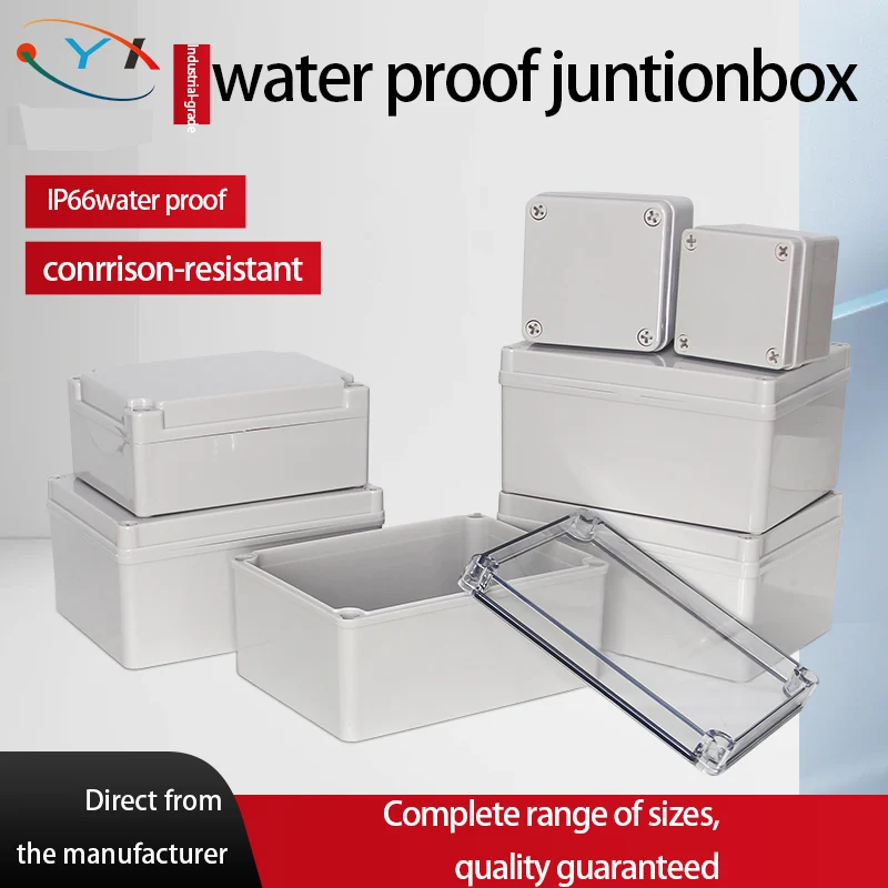 Outdoor Waterproof Junction Box with IP67 Rating for Monitoring Power Distribution Box, Sealed with ABS Plastic Box