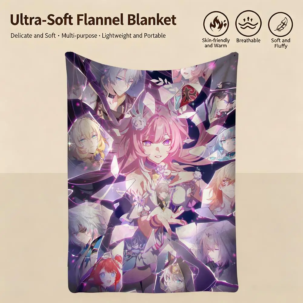 game H-Honkai Impact-T Throw Warm Soft Flannel Blanket, Multi-use for Sofa Bed Camping Travel Nap