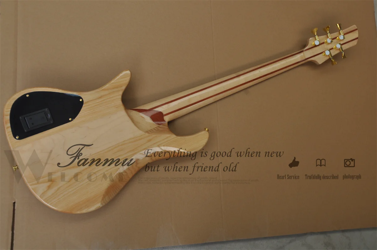 5 Strings Bass Guitar Fora Bass Maple Neck Though ASH Wood Body Fixed Bridge Mini Switch Active Battery Gold Tuners