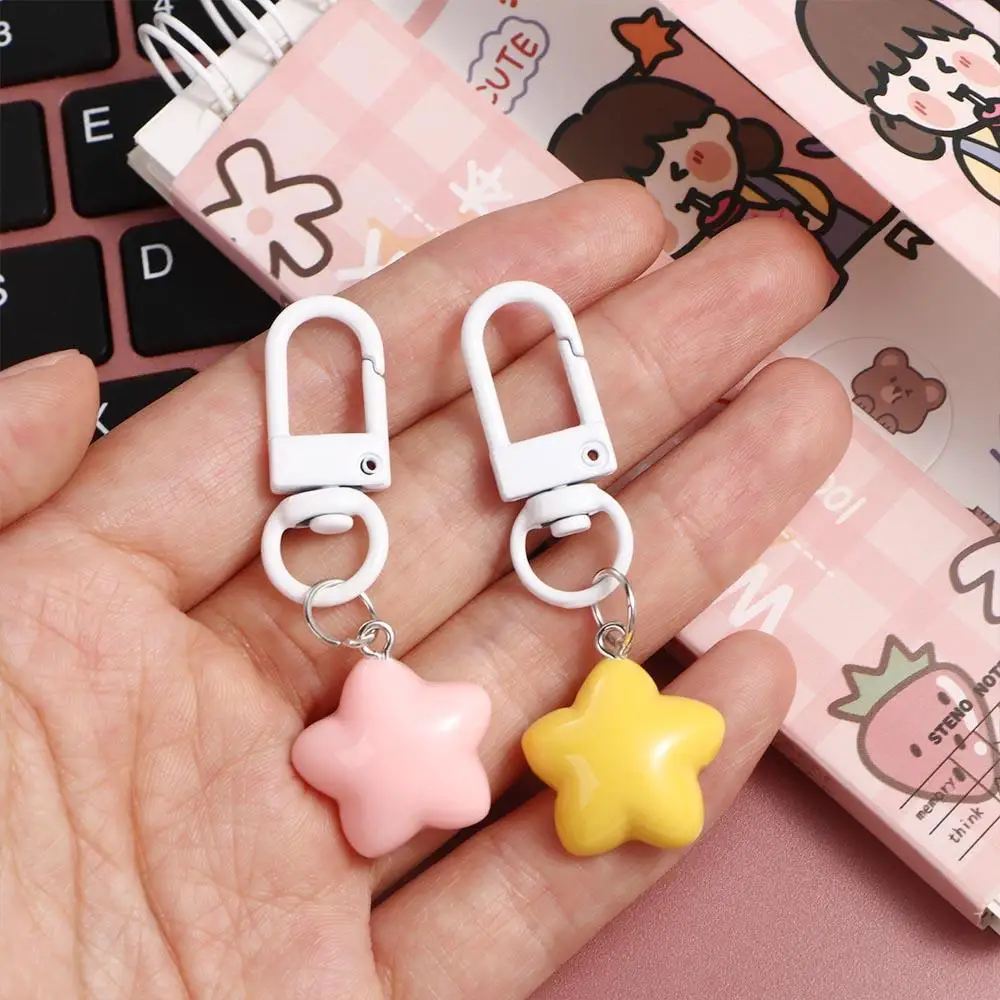 Keyring Stars Yellow Pink Stars Keychain Chubby Soft Chubby Milk Yellow Star Keychain Pentagram Yellow/Pink Fun Decorative