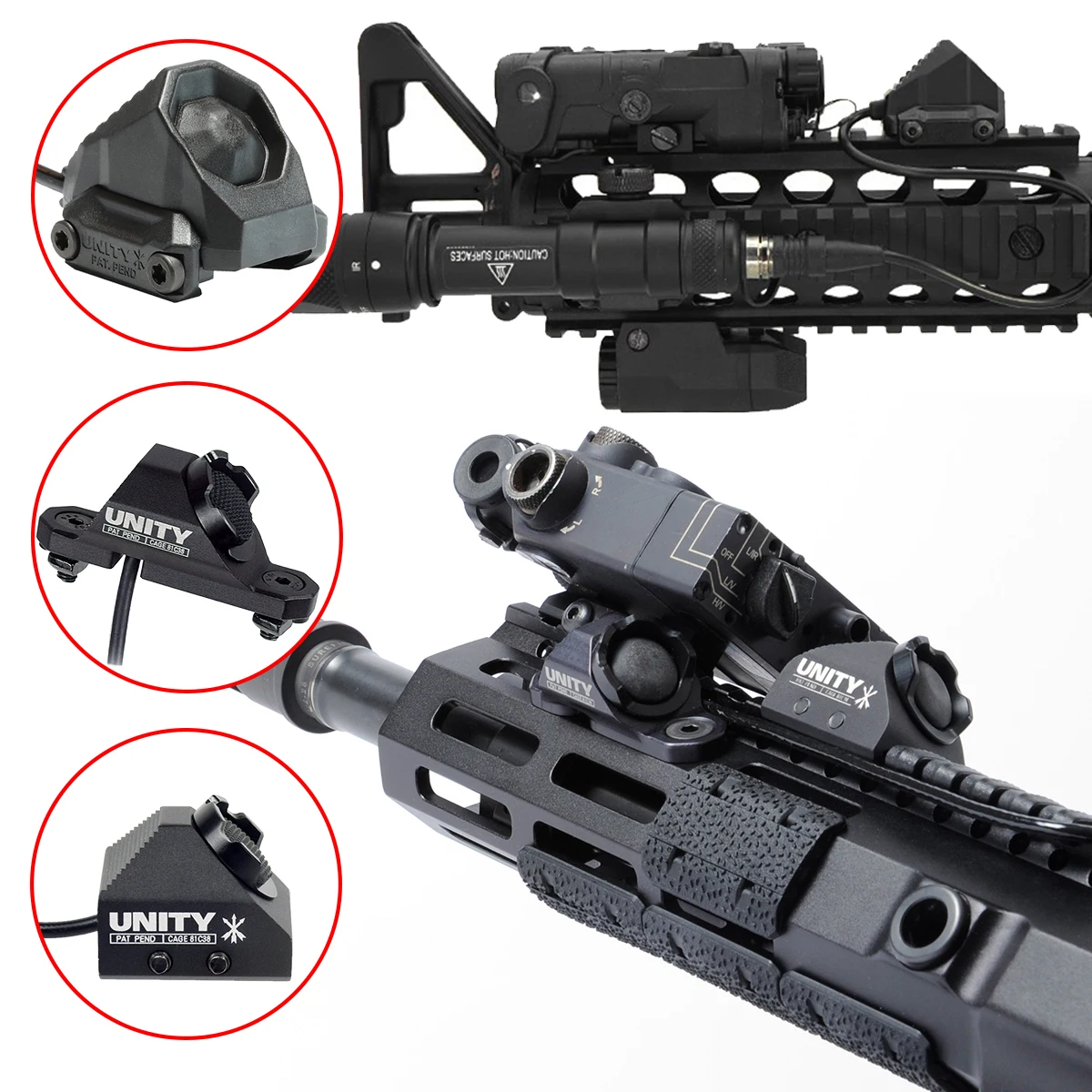 

UNITY Tactical AXON SL, кнопка горячего давления, дистанционный переключатель Mlok Keymod, 20 мм, направляющая для Surefire M300 M600 DBAL-A2 PEQ15 2,5 SF PLUG