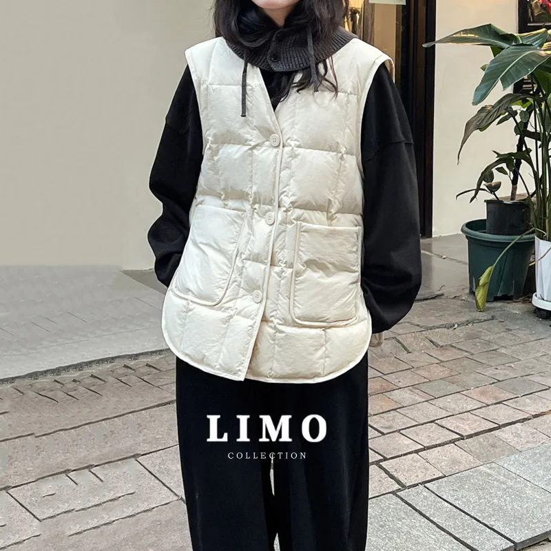 

LIMO 2022, осенне-зимний модный женский пуховый жилет, белый утиный пух, нейлоновая дизайнерская куртка без рукавов для улицы