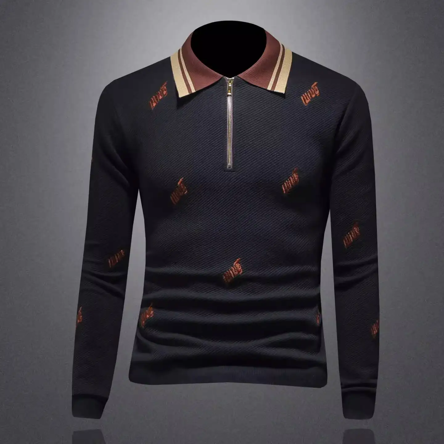 2025 Autumn New Trendy Casual Sweatshirt Bottoming Shirt Vintage T Shirts Men Club Outfits Embroidery Polo Men T Shirt Homme