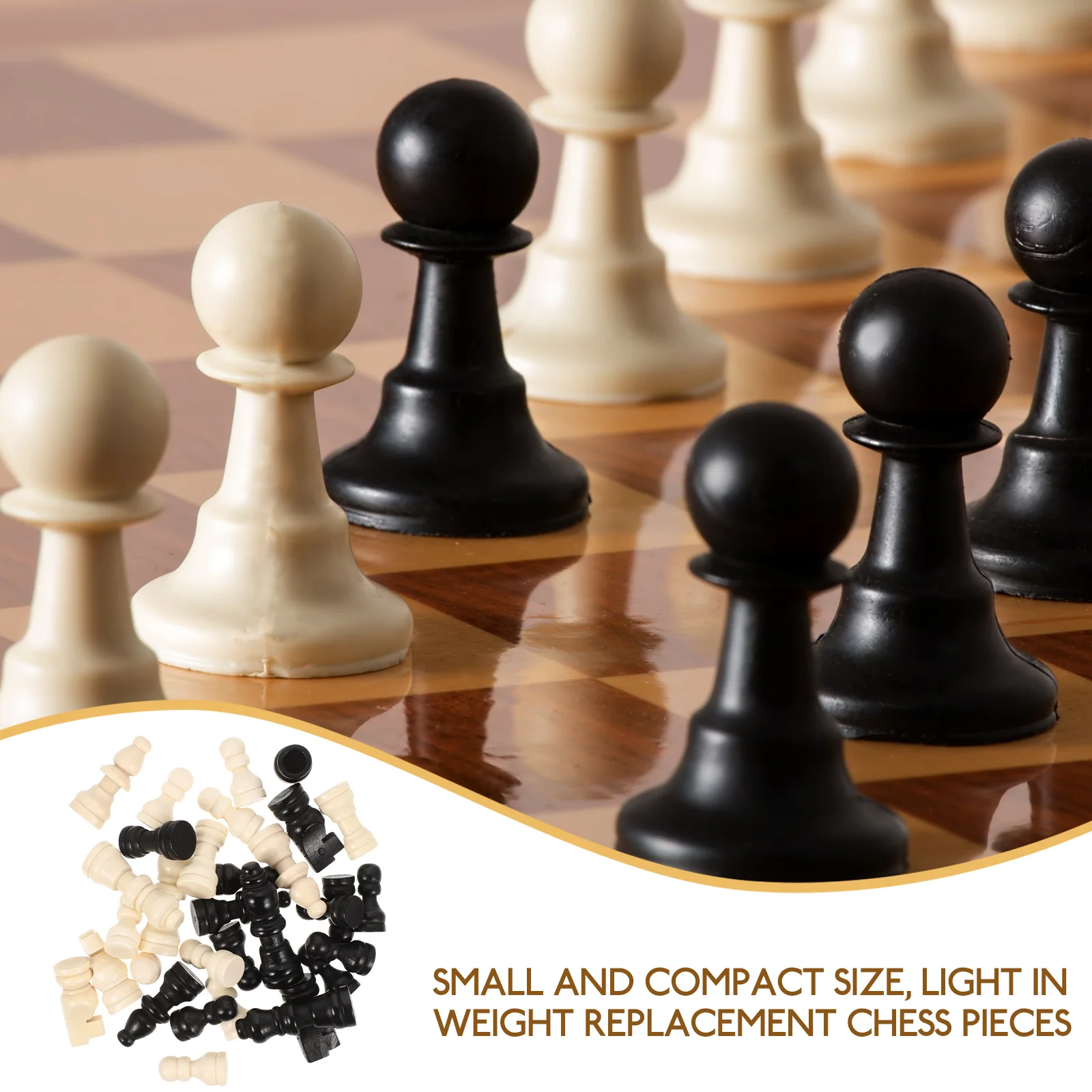 

2 Sets Chess Pieces Chessboard Accessories International Standard Checkerboard Wood Mini Travel