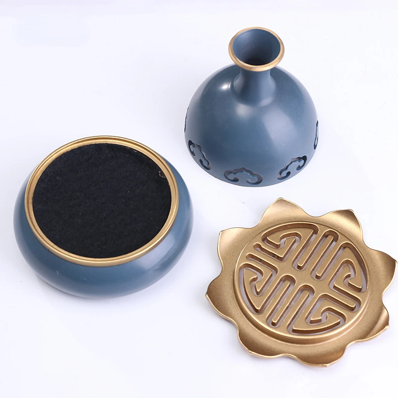 Gourd Creative Incense Burner Pure Copper Lotus Ruyi Household Dish Incense Burner Tea Ceremony Chinese Sandalwood Burner