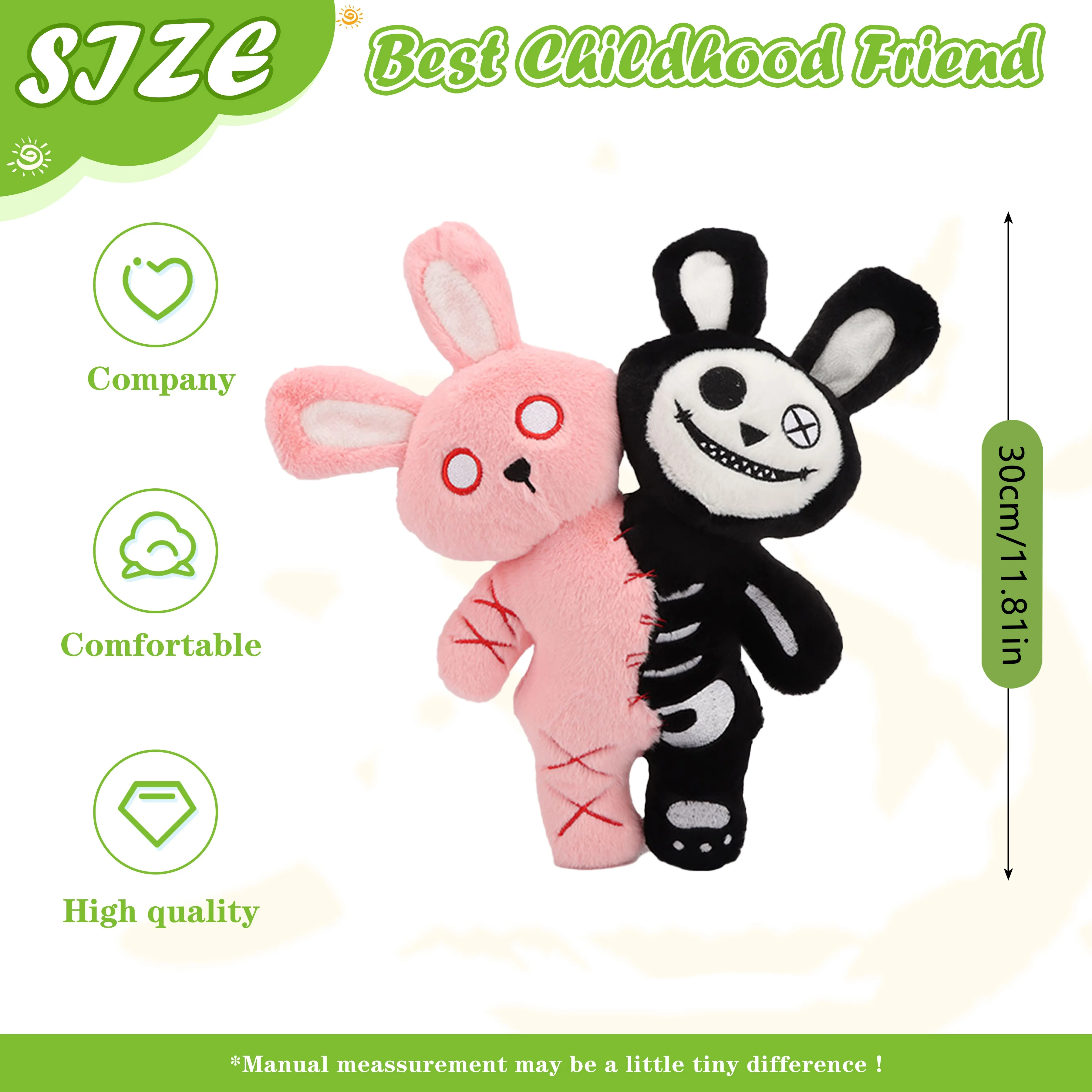 Terrifying-Gothic horror double-headed Skull Rabbit plush Stuffed animal Rabbit plush toy Halloween Decoration Gift for kids