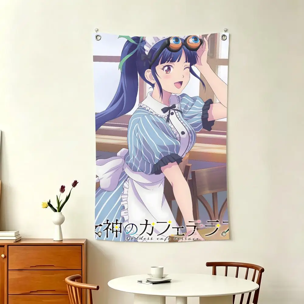 Slice of Life Anime M-Megami No Cafe Terrace Flags Home Decor Wall Hanging Vertical Flags Indoor Outdoor