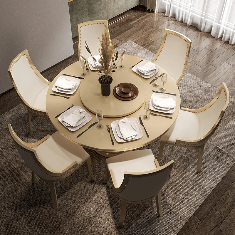 Nordic Black Dining Table Modern Luxury Gold Art Dining Table Simple Round European Mesas Y Sillas De Comedor Kitchen Furniture