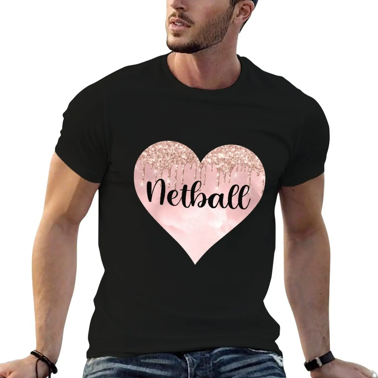 

Netball girl gifts glitter heart T-Shirt funny t shirts dark humor man t shirt heavy cotton T-Shirt