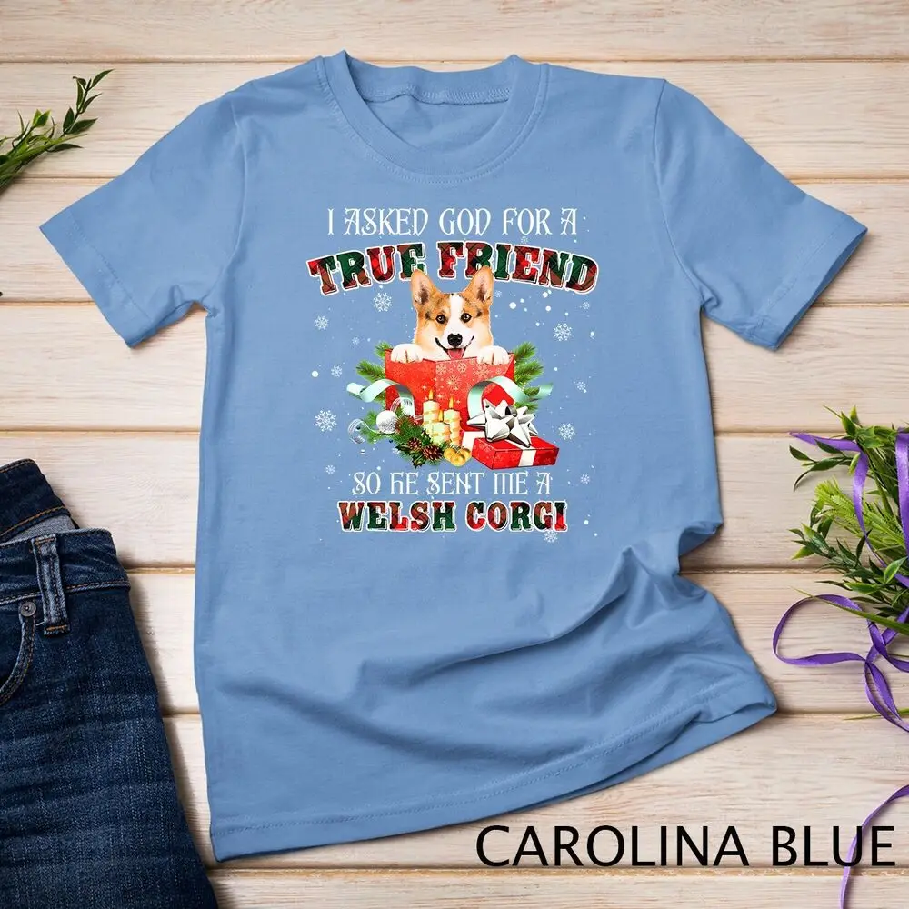 I Asked God For A True Friend Welsh Corgi Christmas Pajama Unisex T-shirt