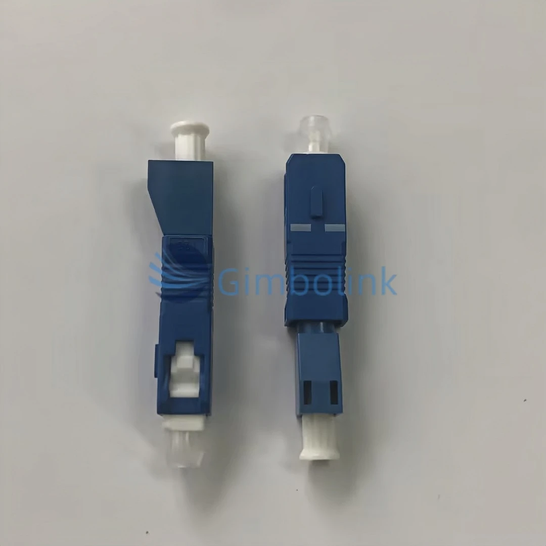 Conector de fibra óptica gimbo sc upc macho para lc upc fêmea adaptador híbrido componentes de acoplador de adaptador de fibra óptica de plástico