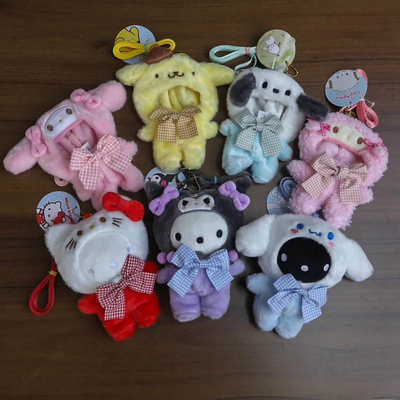 

Kawaii Sanrio Kuromi My Sweet Piano с мультяшным кулоном, детская одежда, 15 см, Cinnamoroll, диагональная пересекающая хлопковая кукла, одежда, подарки
