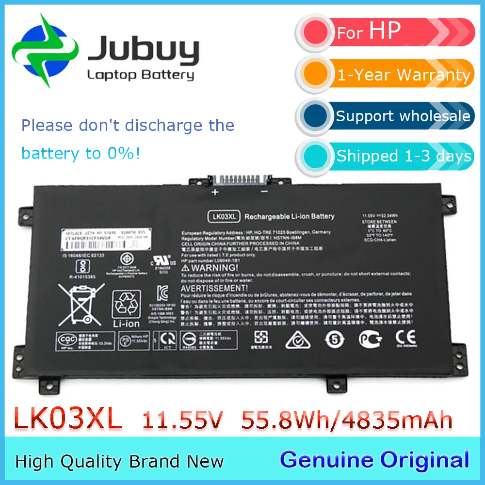 LK03XL 11.55V 55.8Wh Original Laptop Battery for HP Envy X360 15-BP 15-BQ 17M HSTNN-UB7I L09049-1B1 916814-855