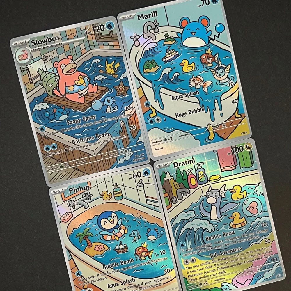 5Pcs Pokemon Cards Slowbro Marill Piplup Dratini Lapras PTCG Holographic Cards Rare Holo Pokemon Cards Gift view 3