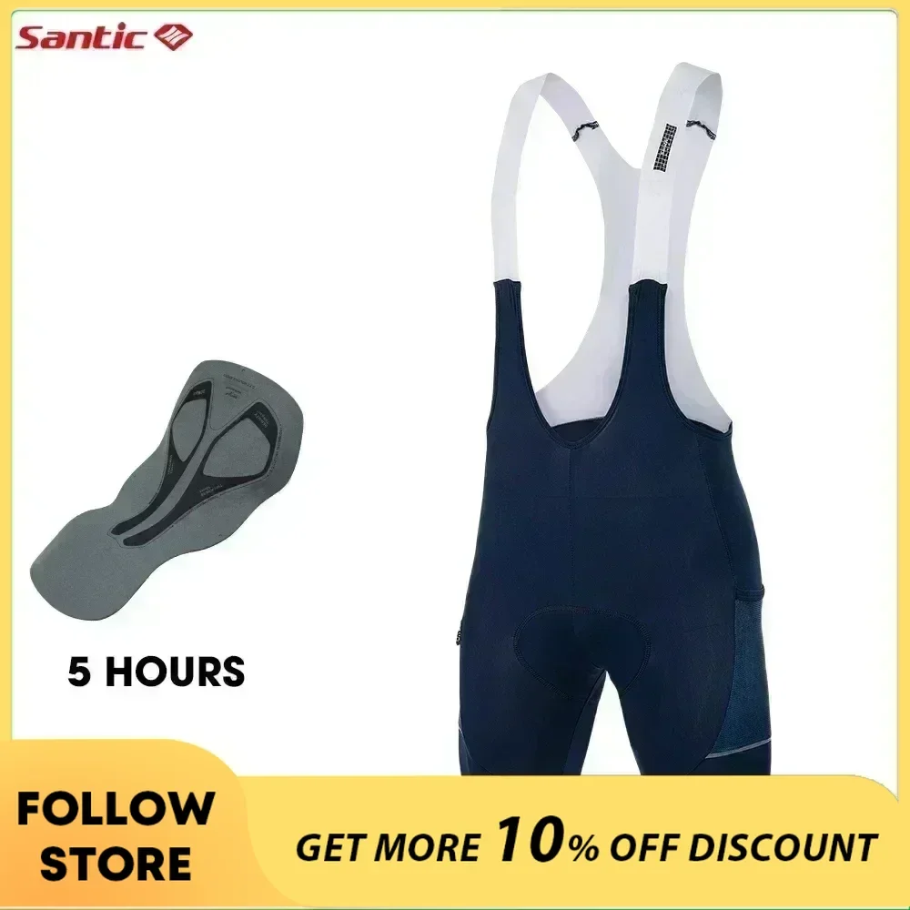 

Santic Men's Cycling Bib Shorts Summer MTB Bike 4D Padded Pants Men Breathable Lightweight Reflective Riding Bottom Asian Size