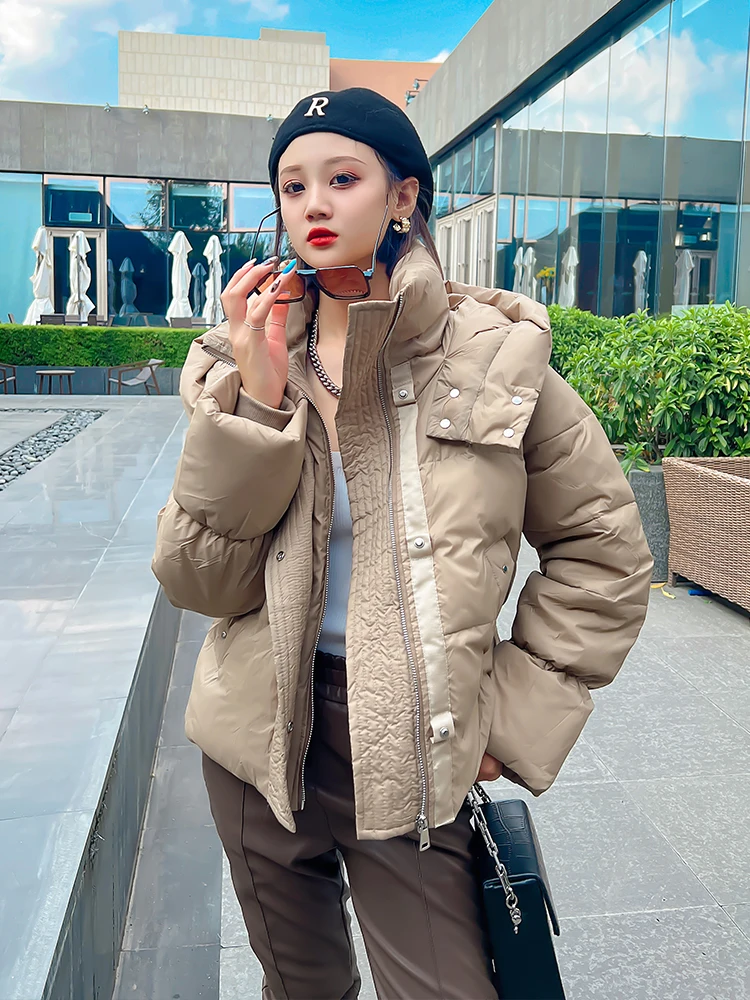 ผู้หญิงหลวม Jacket Parkas Coat Hooded Street แฟชั่นฝ้ายเบาะ Outwear เสื้อโค้ทฤดูหนาว Warm Hooded สุภาพสตรีแจ็คเก็ต