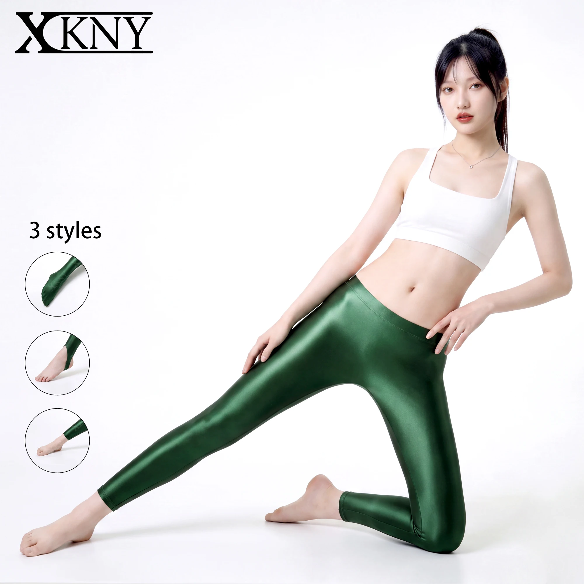 xclocknyoung-サテン光沢シームレスフロントクロッチ不透明パンティストッキング-光沢のあるローライズタイツ-スリムハイウエストヨガスイムスポーツオイルパンツ