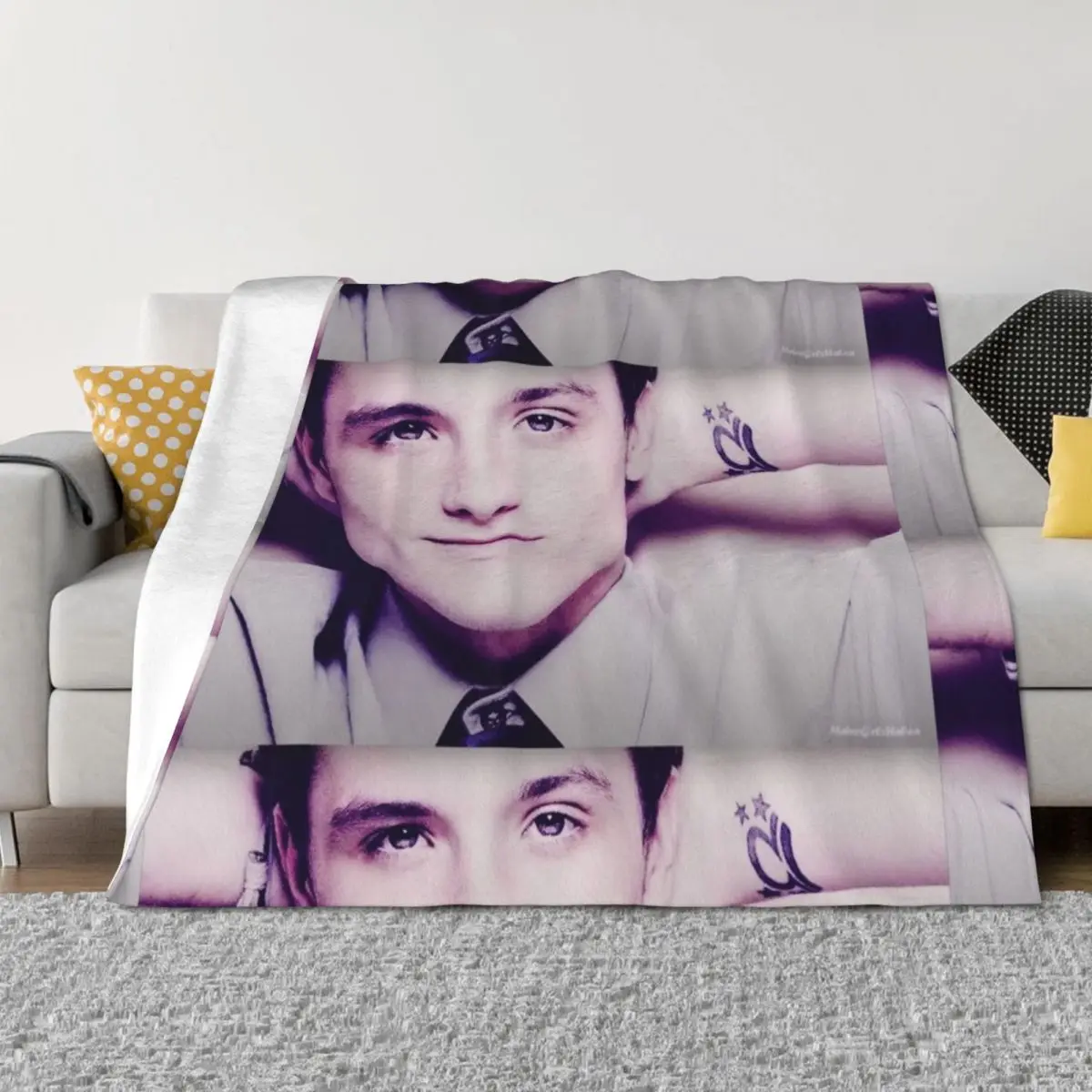 

Josh Hutcherson Whistle Meme Throw Blanket Furry Softest Sofas blankets and throws Blankets