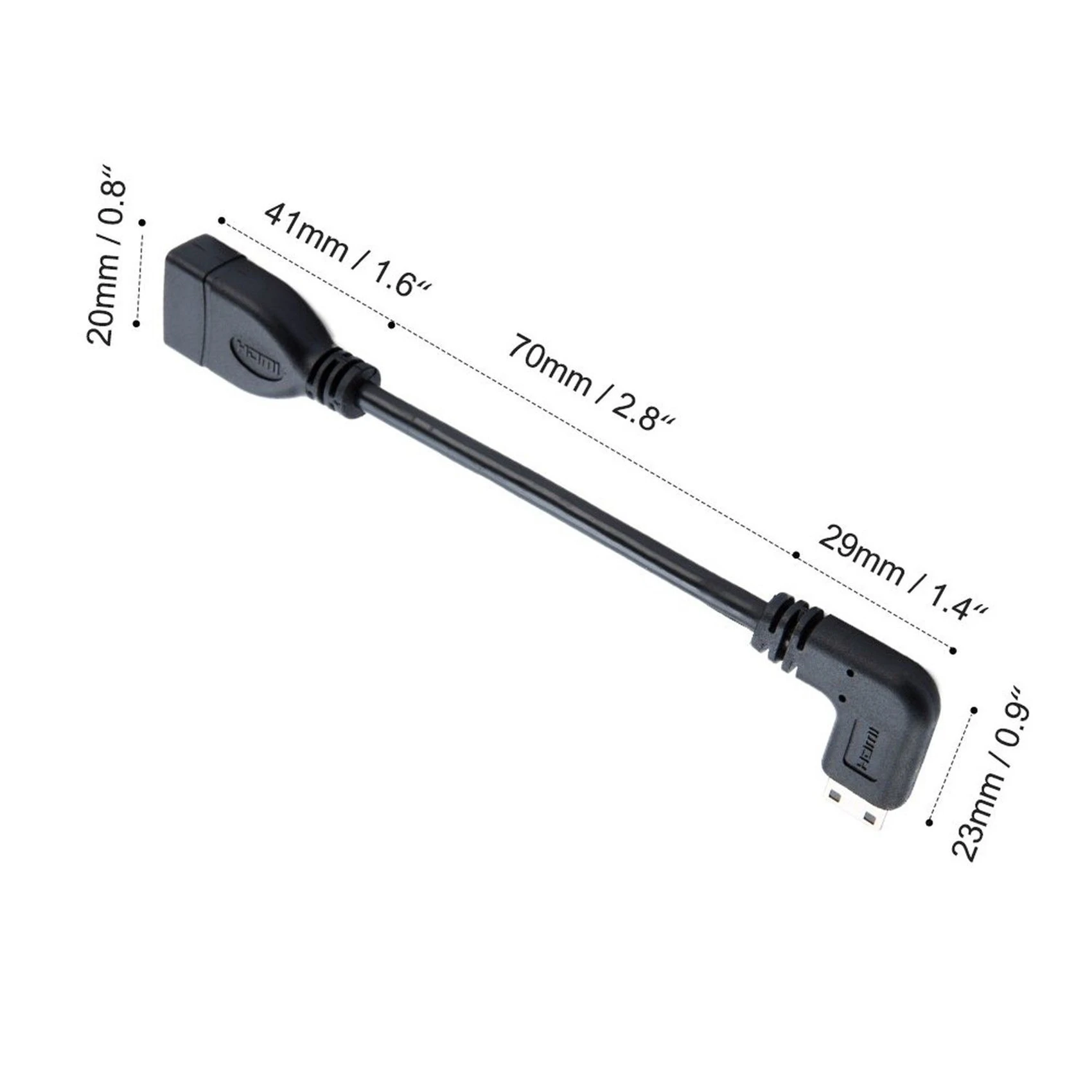 A003 2X Mini-zu-Kabel Cablecreation 0 5 Fuß 90 Grad rechtwinklig Mini