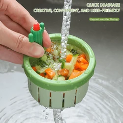 Cartoon Cactus Design Kitchen Sink Filter Floor Drain Hair Stopper Bath Catcher Sink Strainer Easy Cleaning Clog-free Stopper