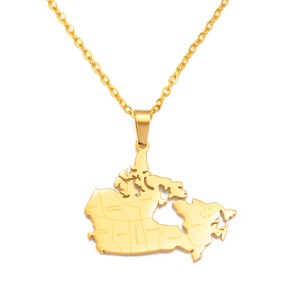 Anniyo Canada Map Pendant Necklaces for Women Men Jewelry Country Maps of Canadian Chains  #317601