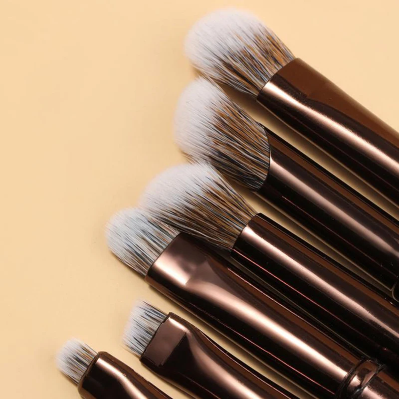 Juego de 6 brochas de maquillaje de viaje con estuche, portátiles, para polvo, base, rubor, corrector, herramientas de maquillaje