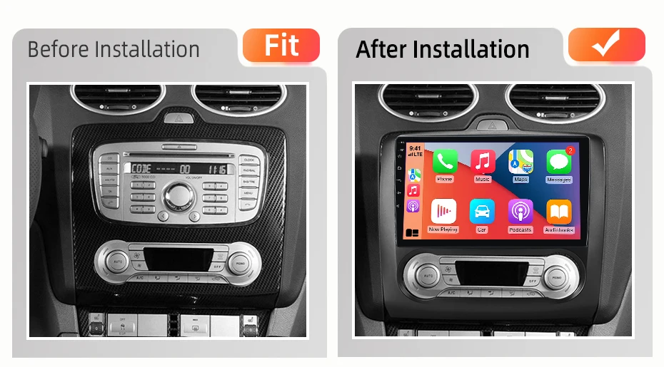 AWESAFE Kabelloses CarPlay Android Auto Radio für Ford Focus 2 3 Mk2 Mk3 2004 2005-2011 Auto Intelligente Systeme RDS GPS FM BT SWC – Detail 3
