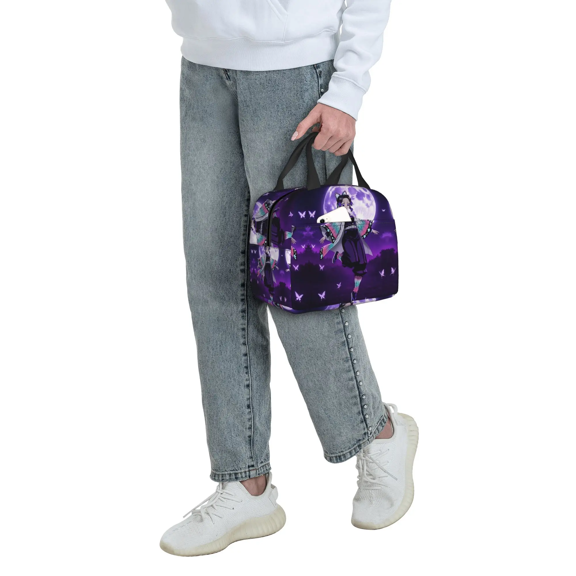 Custom Demon Slayers Thermal Insulated Lunch Bag Kichijoji Shinobu Portable Lunch Tote Work School Travel Multifunction Food Box view 6