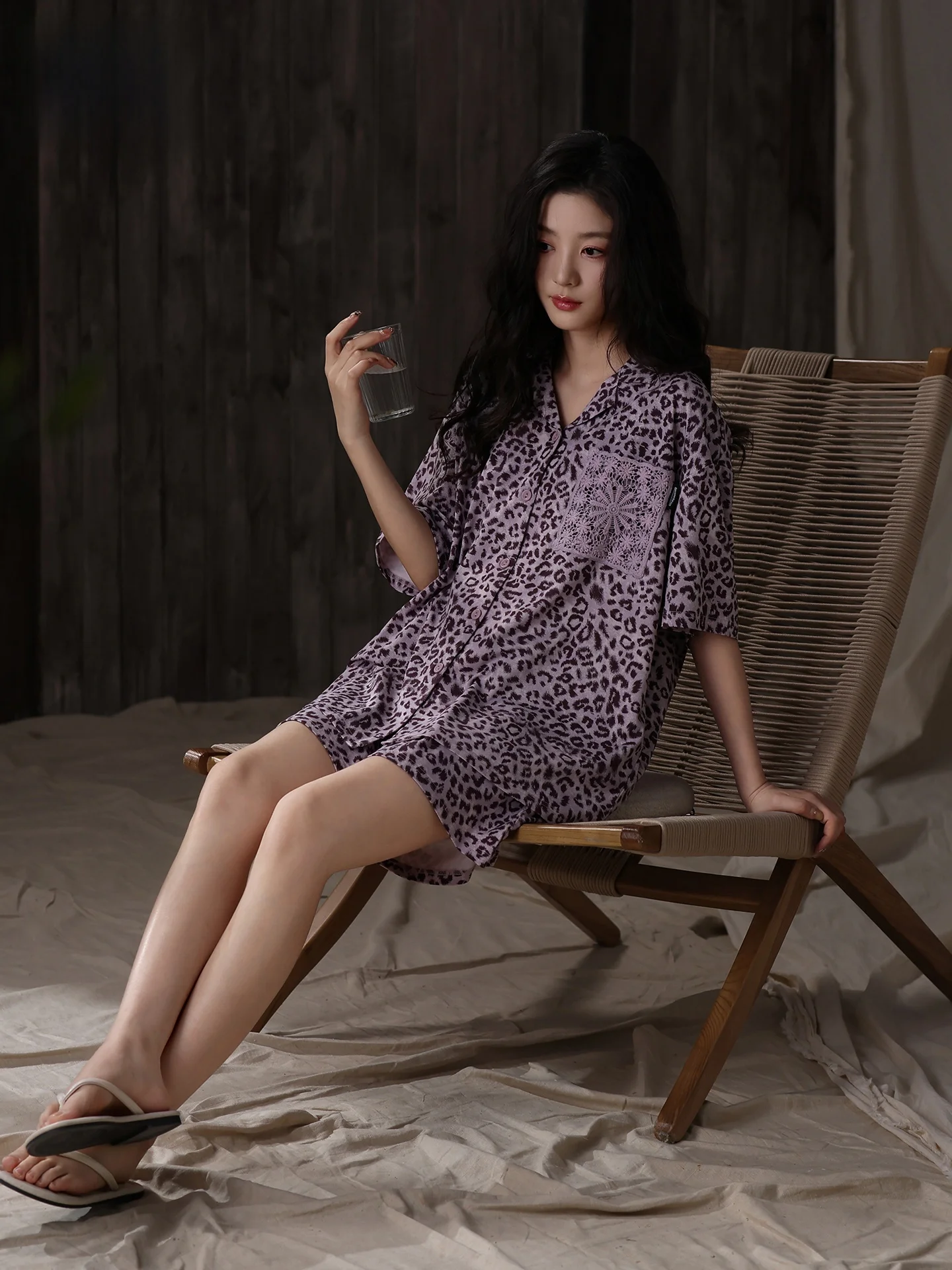 women's-summer-modal-sleepwear-thin-short-sleeve-leopard-print-shorts-plus-size-home-clothes-set-can-be-worn-outside
