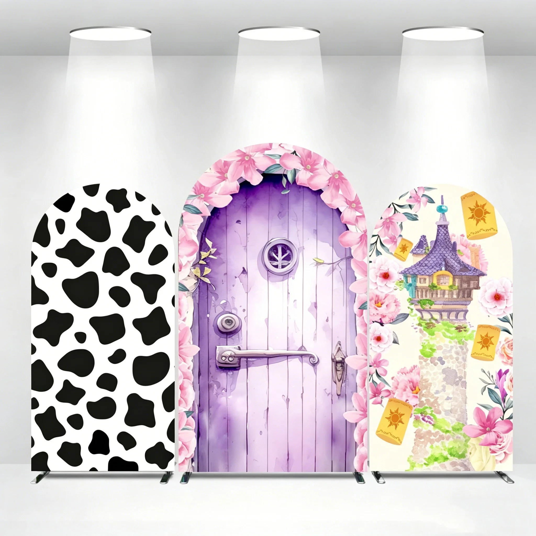 

LS Custom 2-Sided Pink Door Fairy Tale Girls Princess Birthday Party Baby Shower Cover Arch Background Decor Backdrop