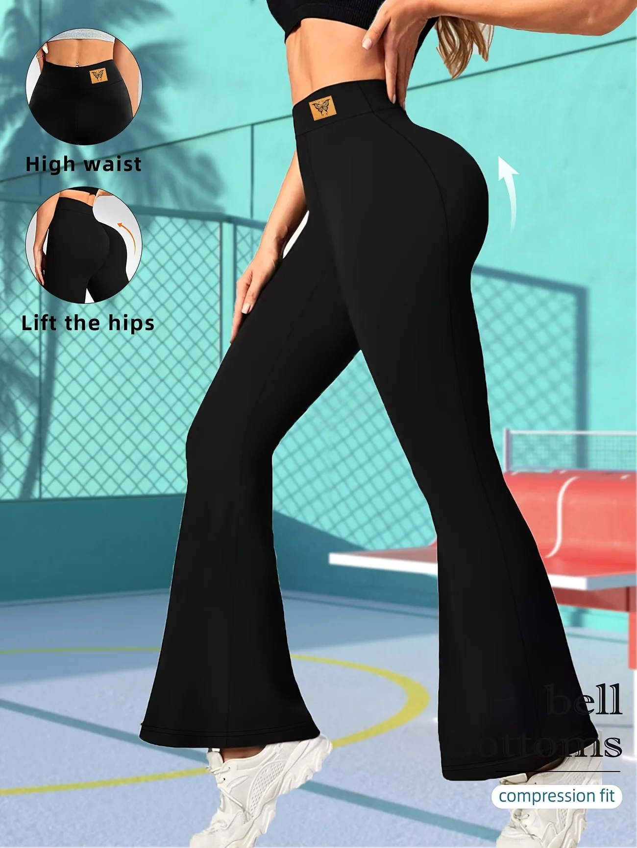 Pantalon évasé doublé en polaire d'hiver, taille haute, chaud, extensible, jambes larges, double doublure, confortable, thermique, leggings grande taille