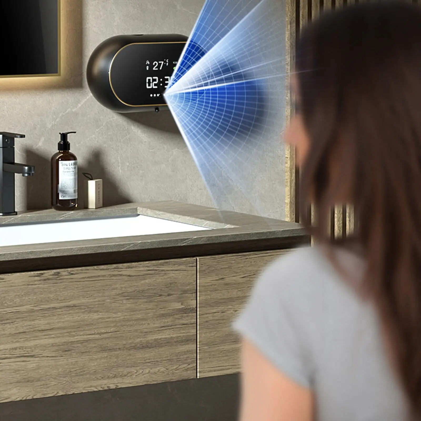 Wall Mount Foam Machine Liquid Dispens Automatic Soap Dispensers USB Charging Led Temperature Display Electric Infrared Sensor