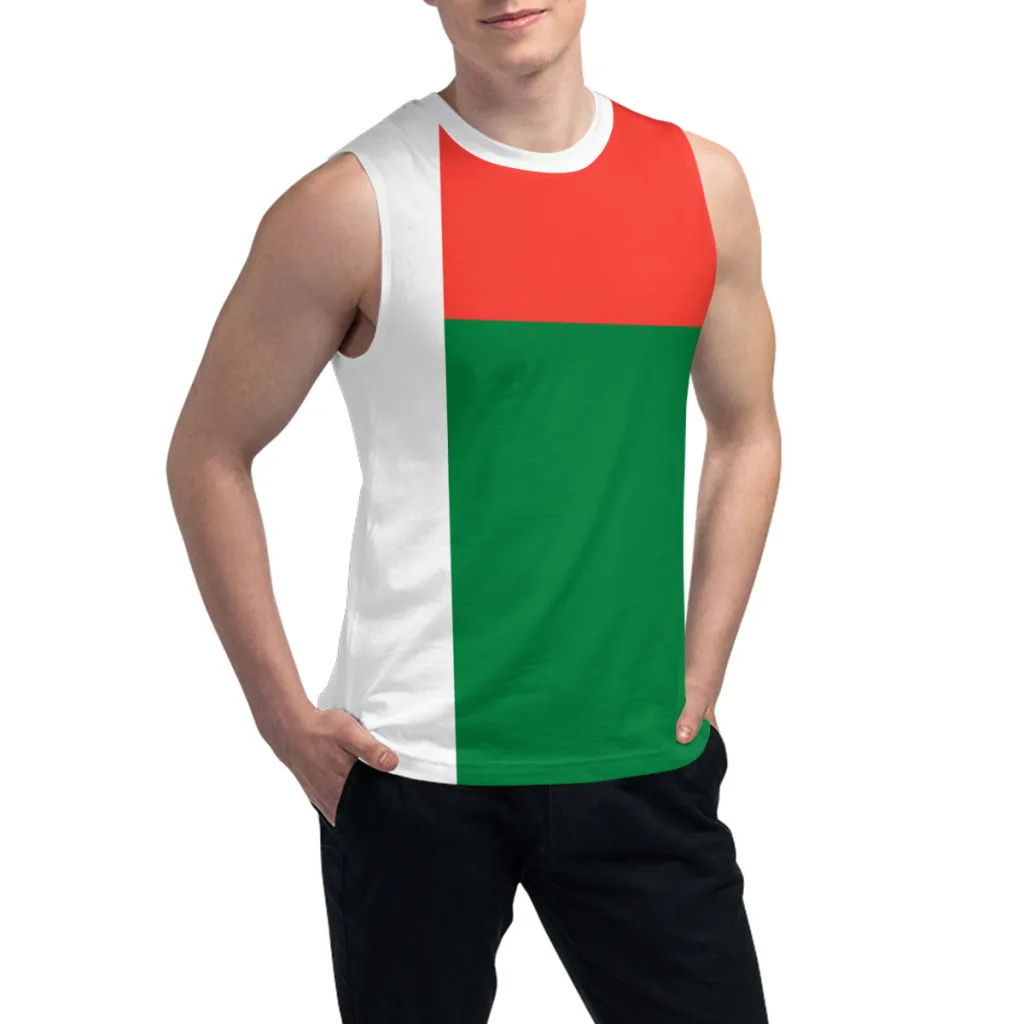 بلا أكمام تي شيرت مدغشقر العلم ثلاثية الأبعاد الرجال الفتيان التي شيرت صالات رياضية تانك القمم اللياقة البدنية ركض كرة السلة سترة تدريب