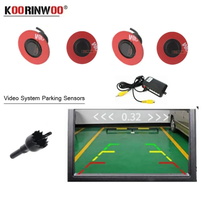 Koorinwoo Original 16.5mm Flat Rotate Parktronic Car Video Parking Sensor Reverse Radar Car Detector Assistance Video System 12V