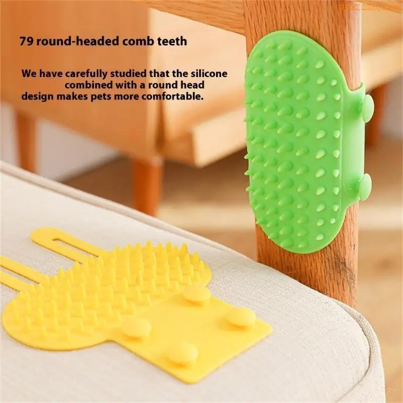 K1AE Cats Selfs Groomer for Pet Silicone Cats Grooming Massage Brush Cats Face Scratchers for Climbing Frame Table Legs