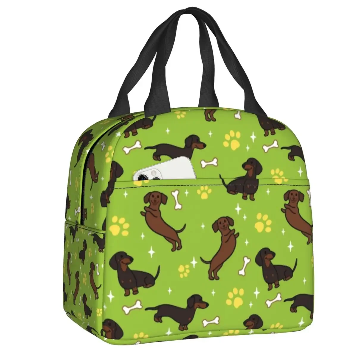 Dachshunds Teckel Pattern Lunch Box for Women Dackel Sausage Dog Cooler Thermal Food Insulated Lunch Bag School Children Student