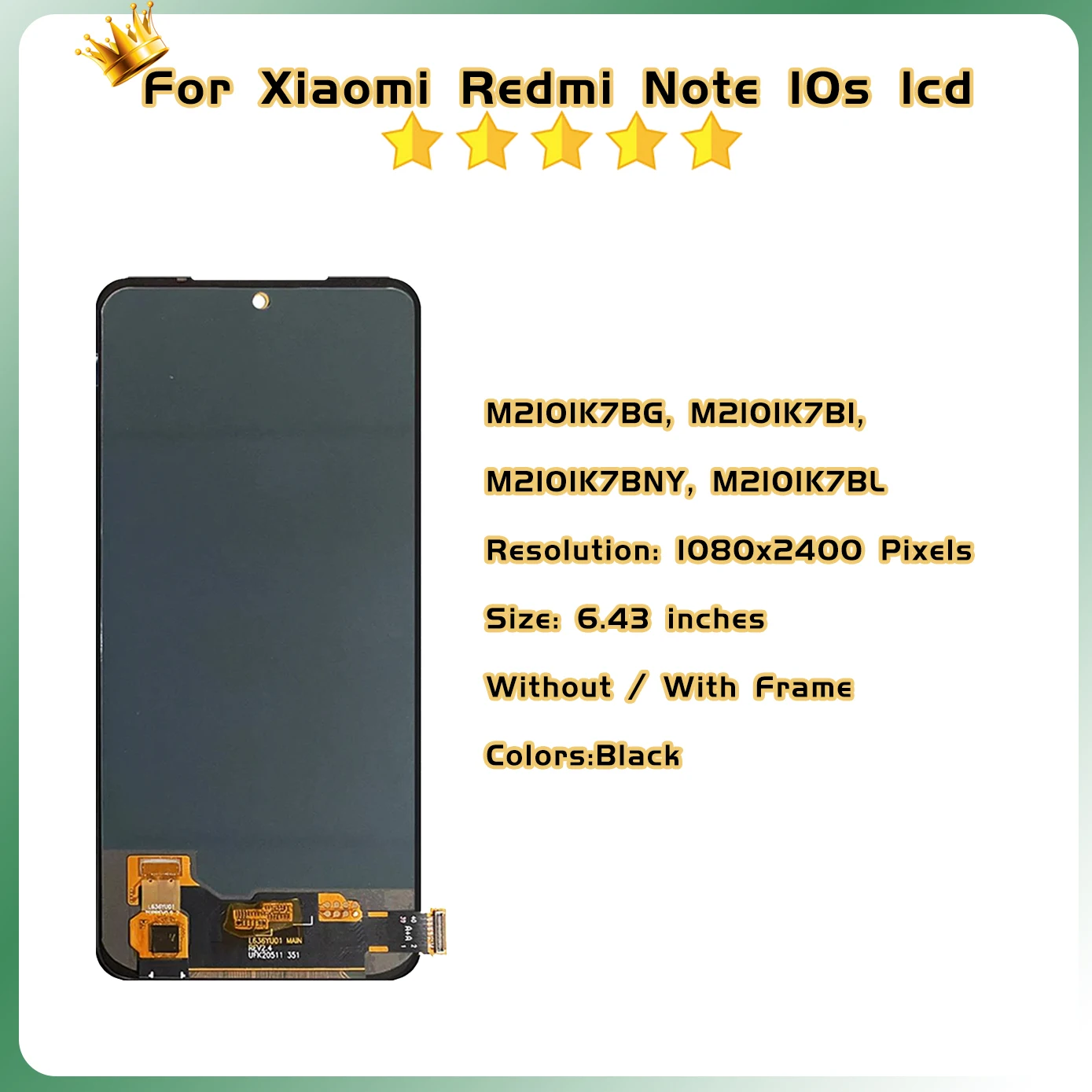 LCD AMOLED For Redmi Note10S M2101K7AI M2101K7BG For Xiaomi Redmi Note 10 4G 10S LCD Display Touch Screen Digitizer Assembly