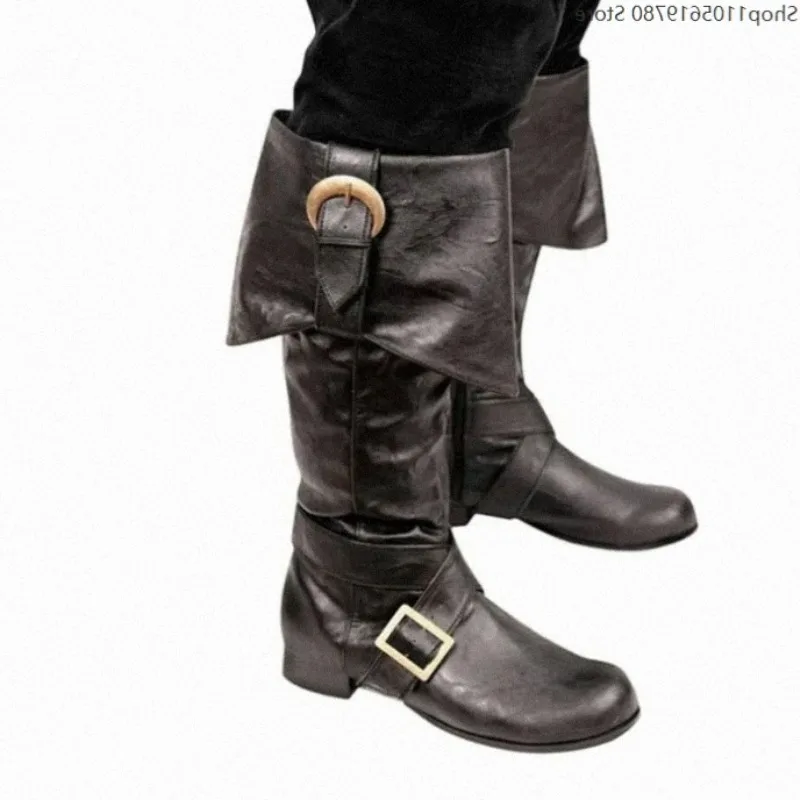 Autumn Winter Buckle Biker Boots Women Plus Size Low Heel Tall Footwear European Cross Border Suitable For Cosplay Theme Outfit 4