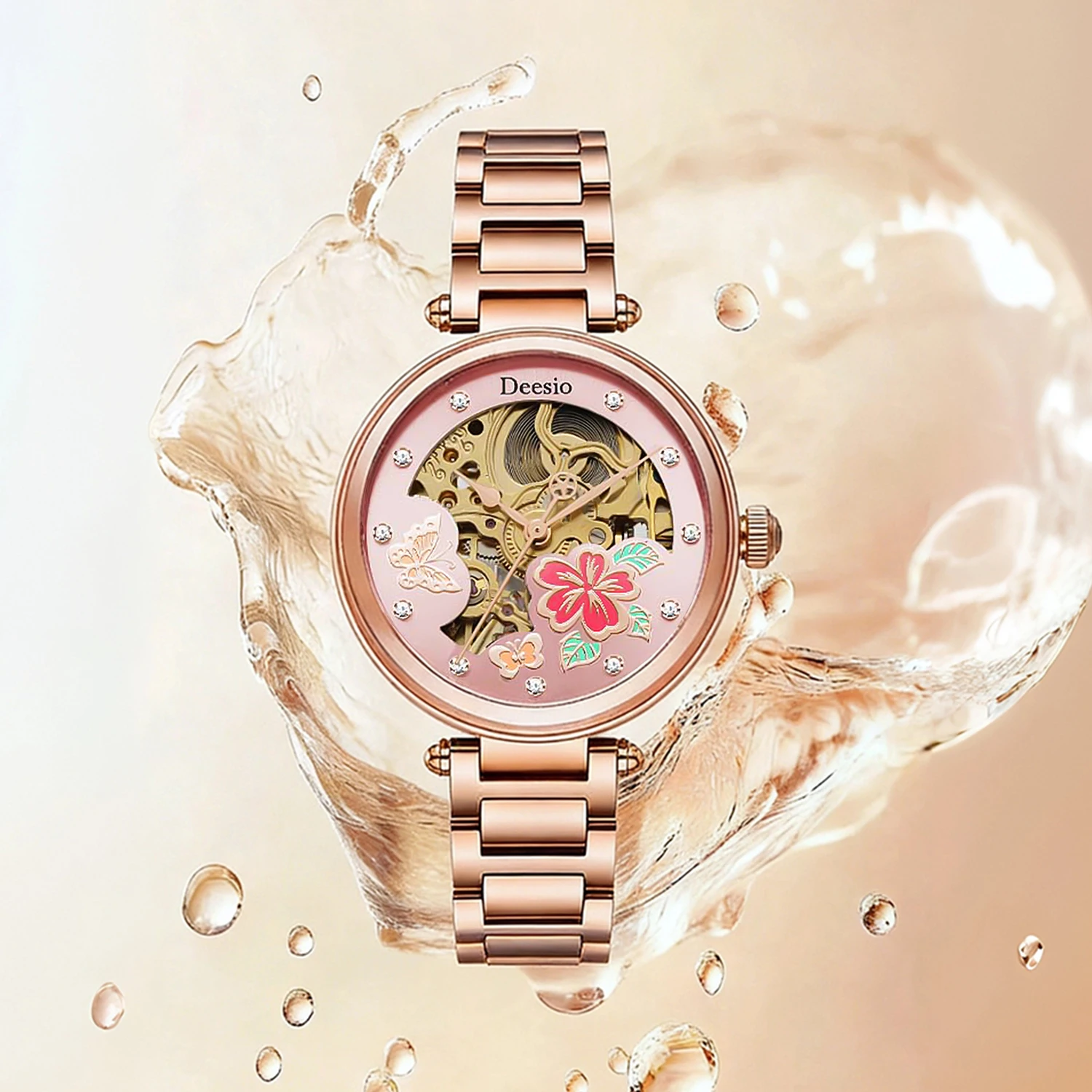Deesio İskelet Kadran Pembe Çi - Skeleton Mechanical Watch incelemesi ve fiyatı