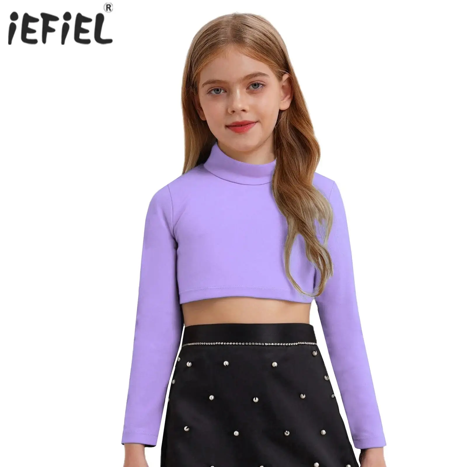 

Детский костюм для девочек, гимнастика, балета, хип-хопа, джазового танца, футболка с длинными рукавами, укороченный топ, повседневный укороченный свитшот, топы