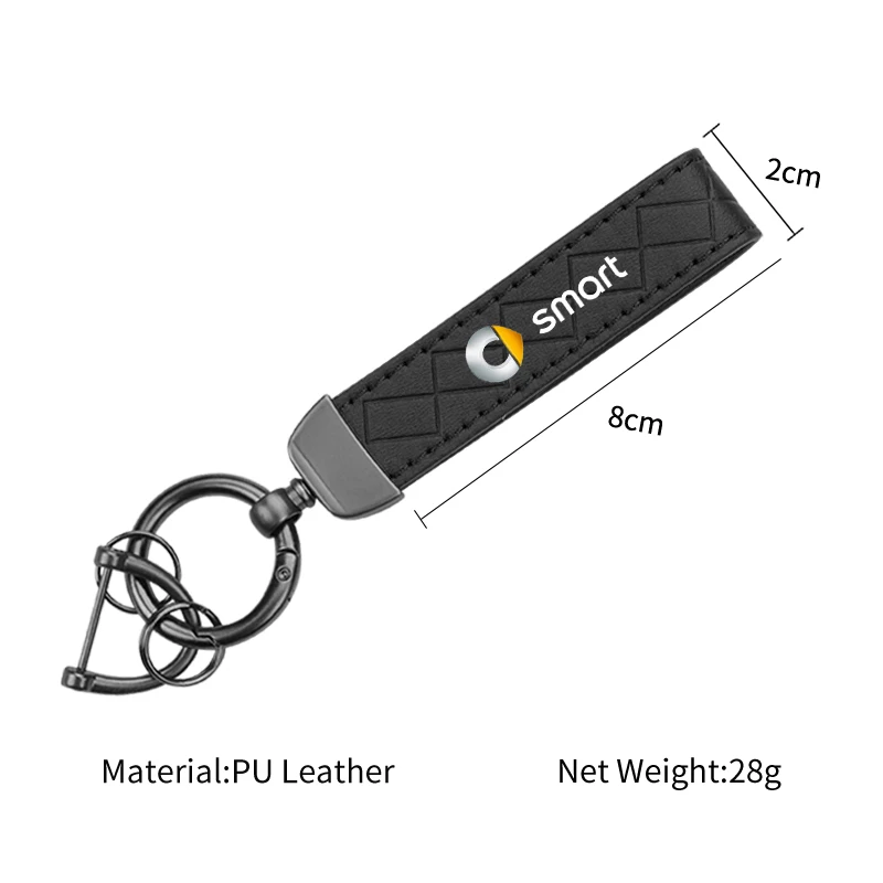 男性と女性のための革のキーホルダー,キーチェーンリング,スマートギフト,Fortwo 451 450 453 eq for4カッペクロスブレード