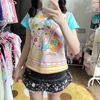 Japanese Kawaii Clothes Cute Cartoon Graphic T Shirts Summer New Short Sleeve Sweet Girl Y2k Top Student Lolita T-shirt Crop Top