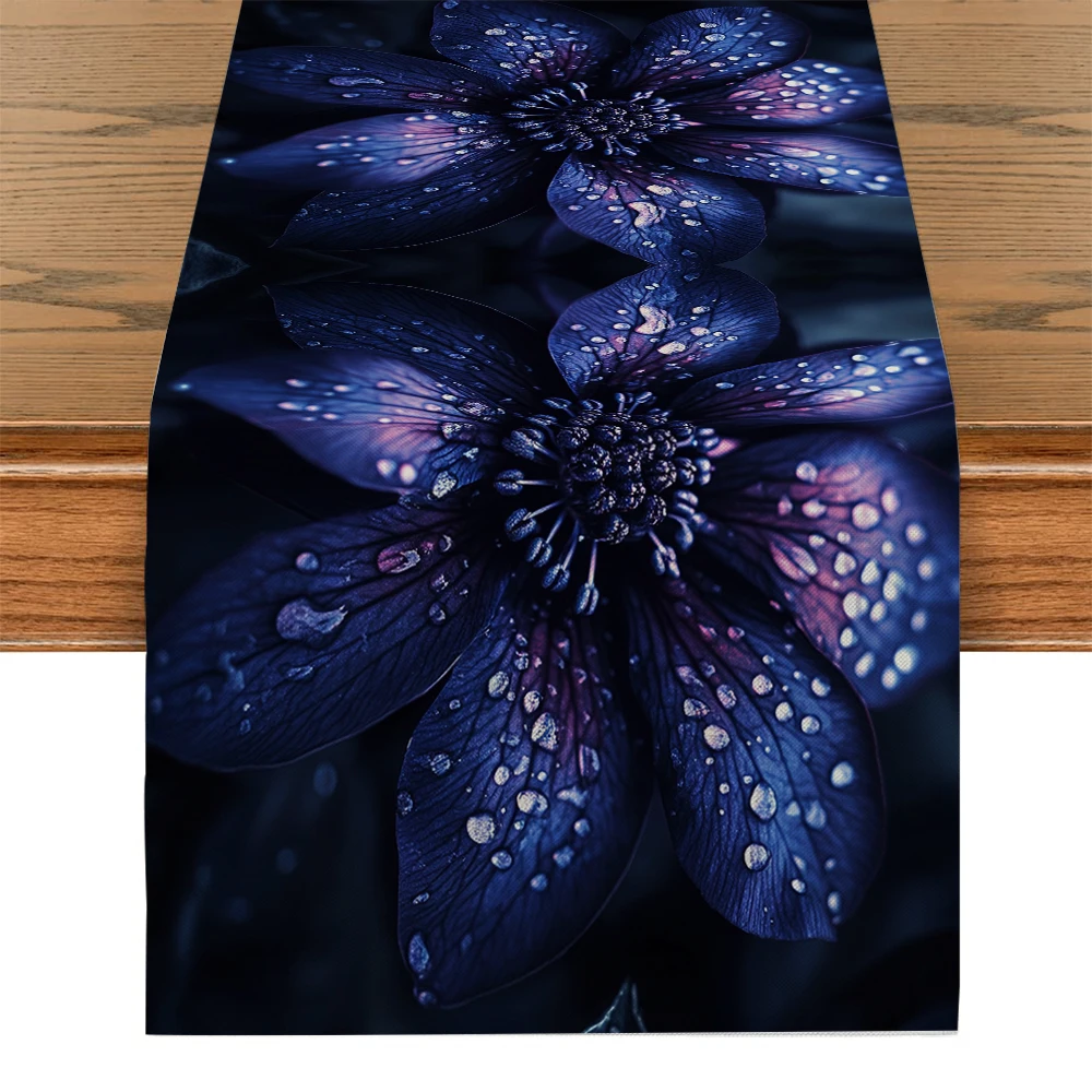 Purple Hyacinth Drops Spring Table Runner Kitchen Dining Decoration Table Runners Holiday Decorations Room Decor