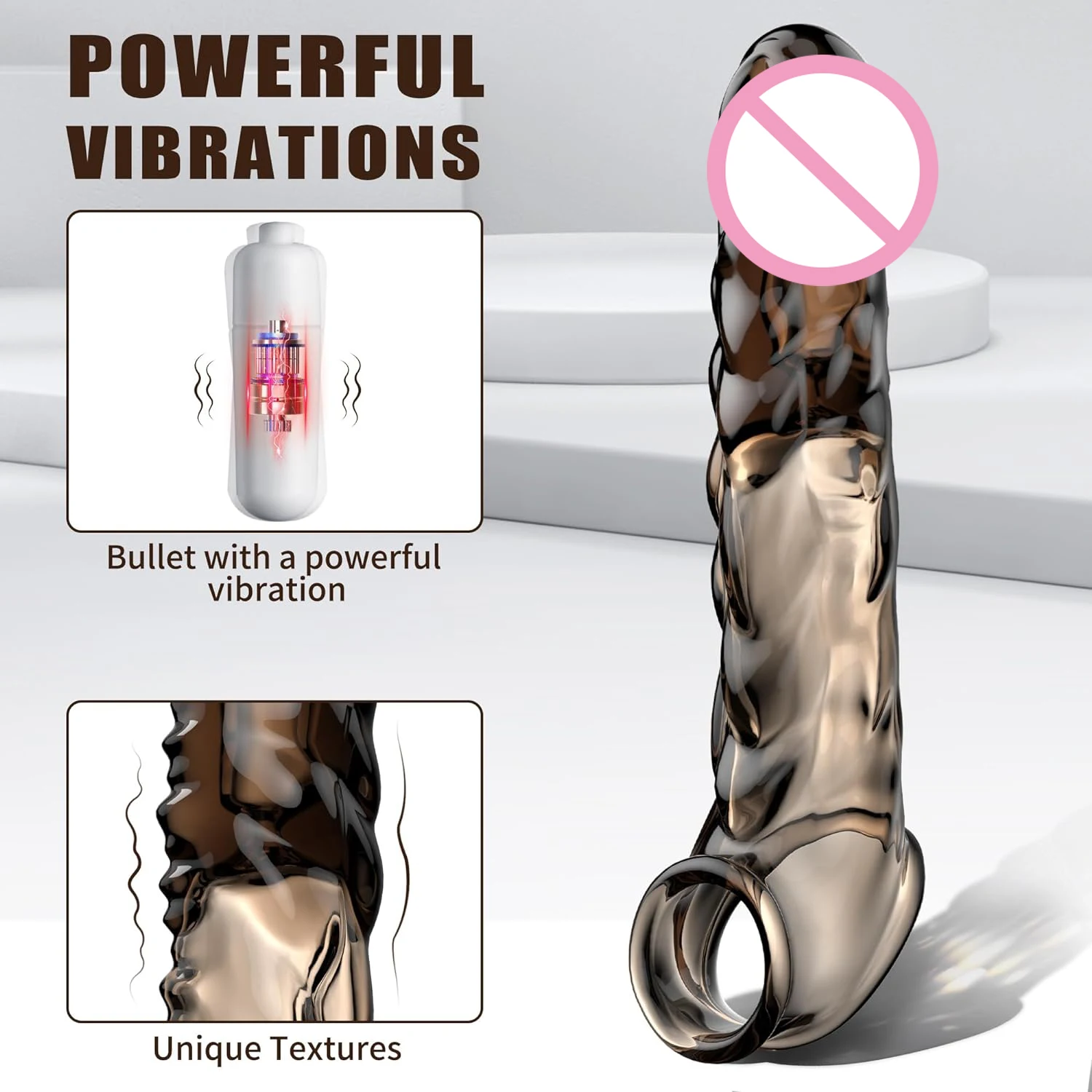 Cock Ring Penis Sleeve Vibrator Enhancer Wider Dick Harder Male Male Sex Toy Penis Sleeve Condom Girth Enhancer Sex Toys For Men