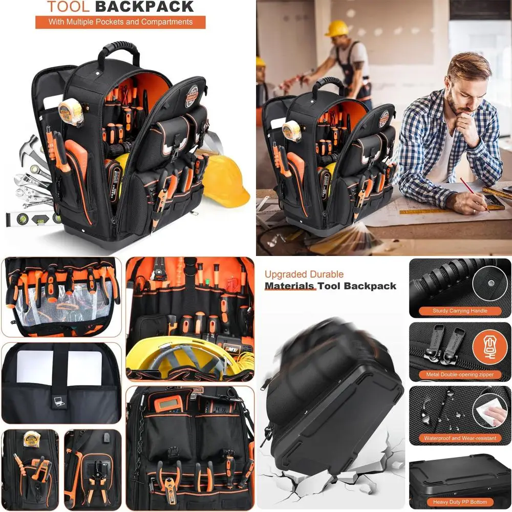 

Прочная водонепроницаемая сумка для инструментов электрика с формованным дном для систем ОВКВ и общих ремонтных работ